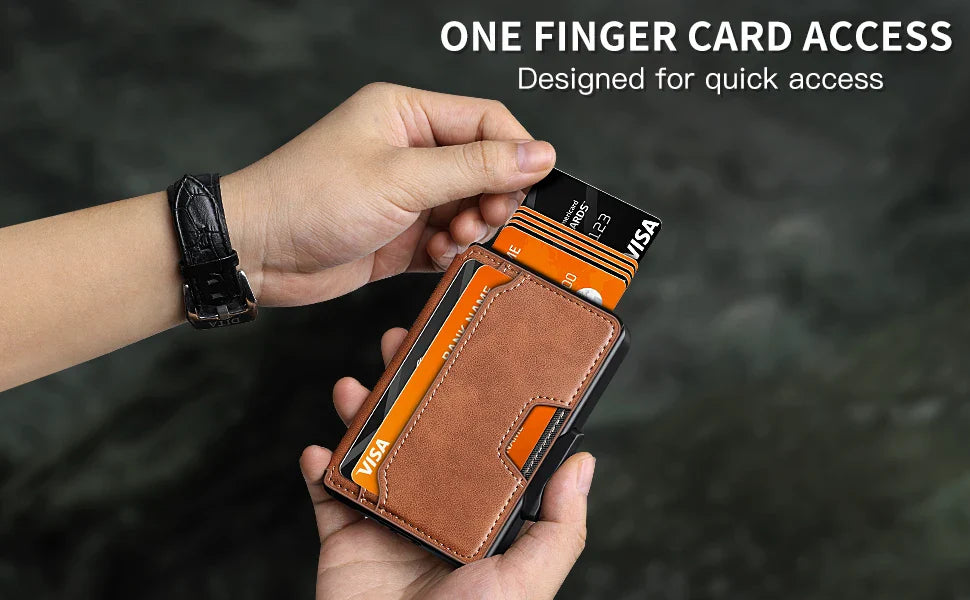 RFID Blocking Men's Slim Pop-up Wallet – Minimalist Bifold Credit Card Holder