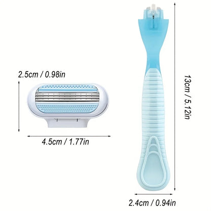 Women’s 3-Layer Manual Razor – Replaceable Head Shaver for Armpit, Leg & Bikini Hair Removal