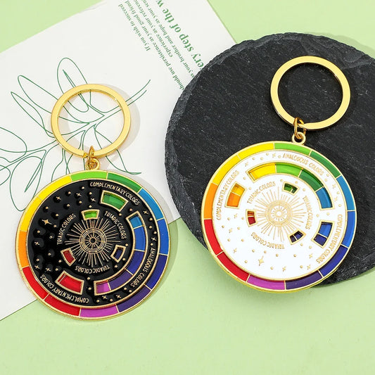 Color Wheel Keychain - Interactive Art Keyring Gift for Painters Artists and Creative Accessories