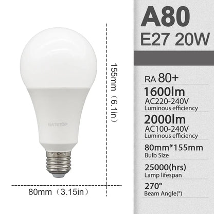 E27 LED Light Bulbs - 3W to 24W A60 G45 Energy Saving AC 110V 220V Home Lamps