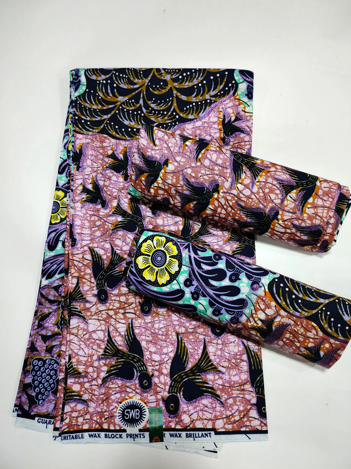 Grand Super Ankara Wax Fabric - Original 100% Cotton Glitter Batik Pagne 6 Yards Nigerian Party Dress Sewing Material