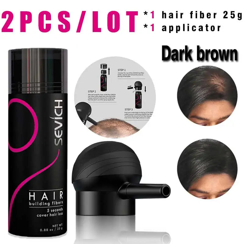 SEVICH Hair Building Fiber Set – Hair Loss Concealer for Sparse or Bald Spots with Keratin Fiber Powder Applicator