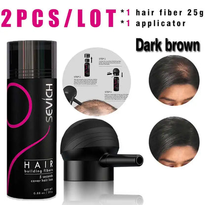 SEVICH Hair Building Fiber Set - Keratin Hair Fiber Powder with Applicator for Thinning Hair & Bald Spot Coverage