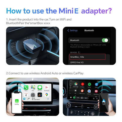 Wired to Wireless CarPlay and Android Auto 2-in-1 Mini Box - 5GHz WiFi5 Transmission Speed, Plug and Play, Fashionable and Portable