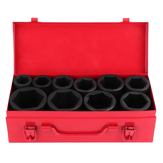 10PCS Metric Deep Impact Socket Set - 3/4-Inch Drive 6-Point Auto Repair Tools 22-50mm