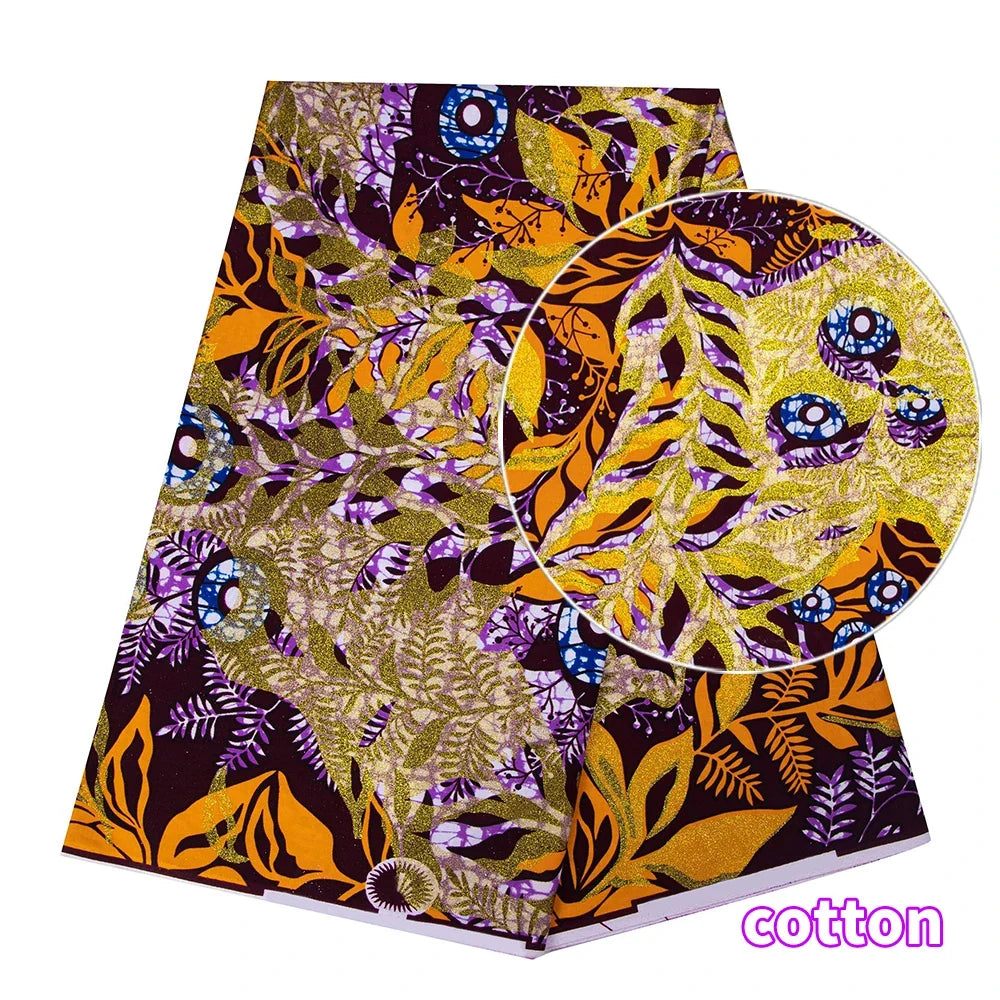100% Cotton African Ankara Wax Fabric - 6 Yards Party Dress Sewing & Craft Print