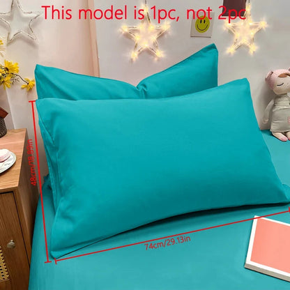 Matte Solid Color Pillowcase - Soft Pocket Sealed Bedroom Bedding Cover