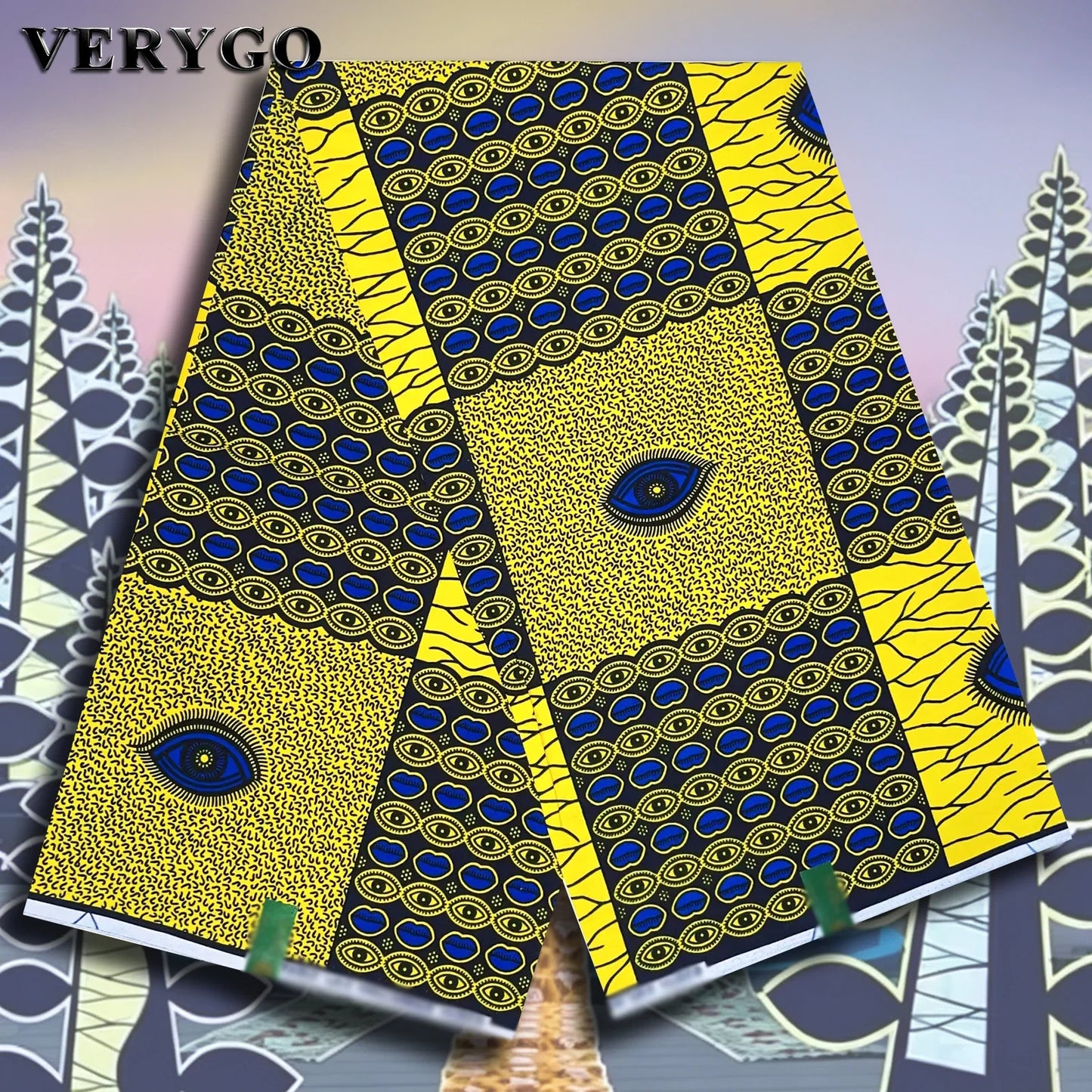 Hollandais African Wax Fabric - 6 Yards 100% Cotton Ankara Fabric for Nigerian Wedding & Bridal Dresses