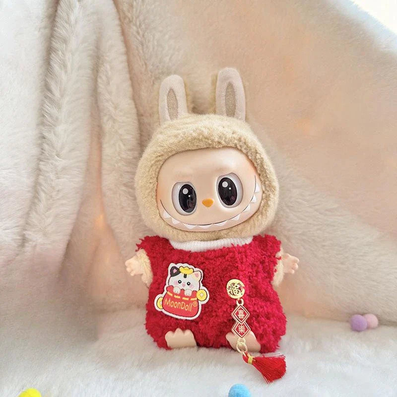 Labubu 1st & 2nd Generation Antique Hanfu Outfit Clothes with Vinyl Pendant for New Year's & Spring Festival