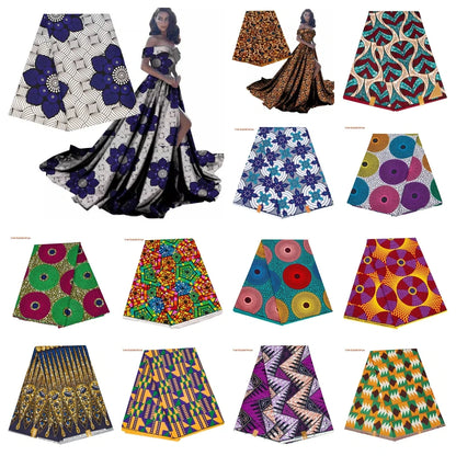African Ankara Double Print Batik Fabric - Real Wax Patchwork Textile for DIY Sewing, Wedding Dresses & Crafts