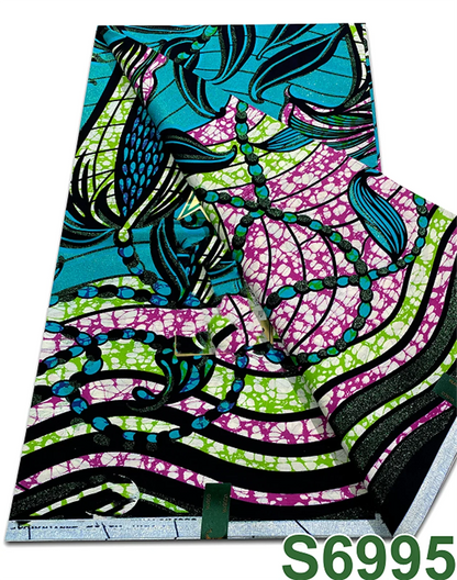 Original African Wax Print Fabric - 6 Yards 100% Cotton Nigerian Ankara Sewing Material