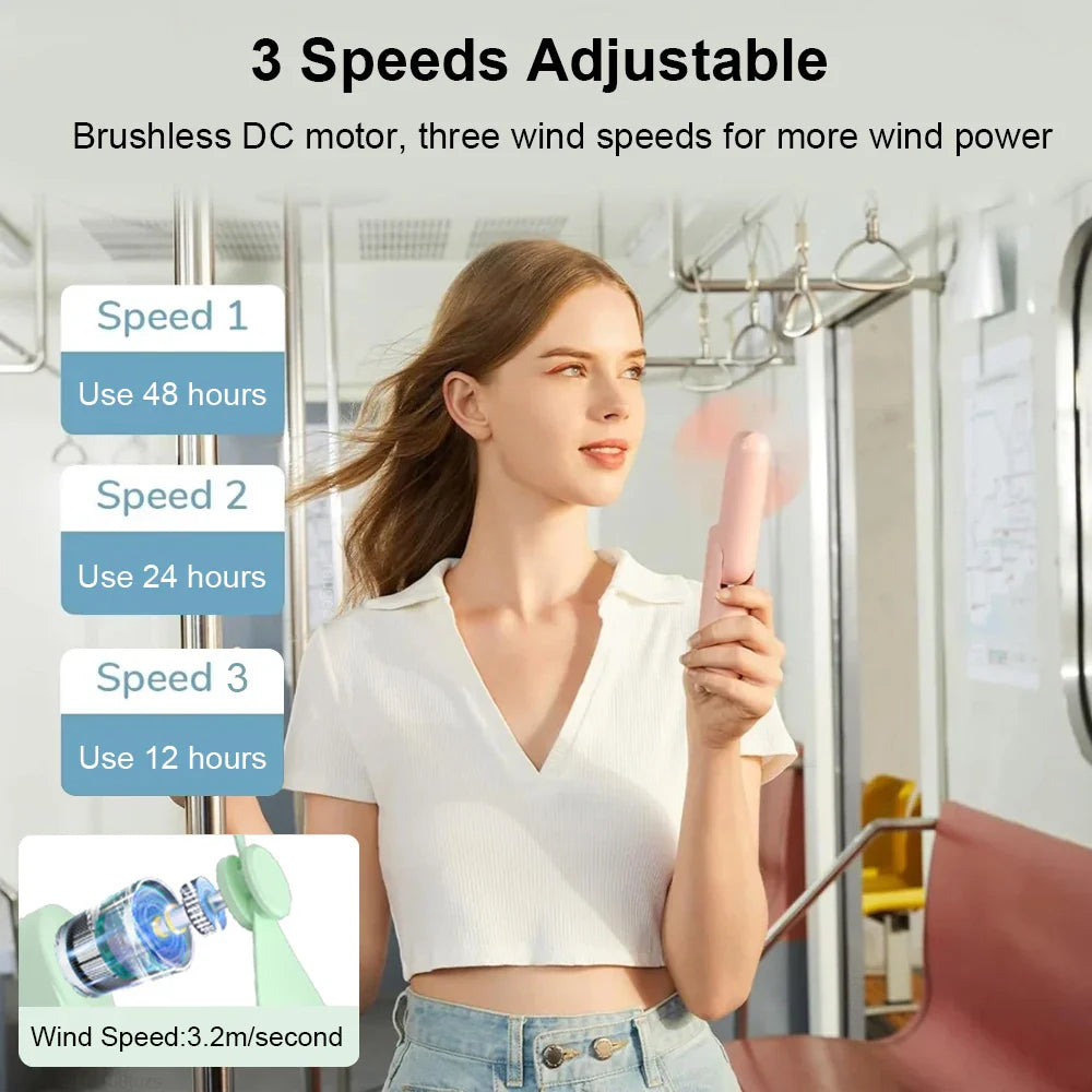 Portable Mini Handheld USB Fan – Rechargeable Folding Pocket Fan with Battery, Cooling Hand Fan and Power Bank Function