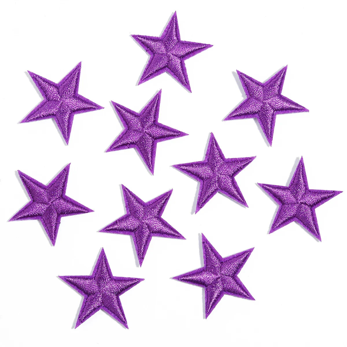10pcs Mini Star Iron-On Embroidery Patches – Small Pentagram Appliques for DIY Clothing, Black White Gold Fashion Decoration