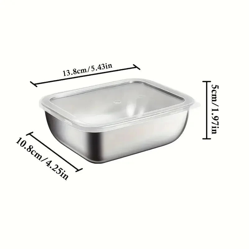 5-Piece Stainless Steel Food Storage Containers - Stackable Meal Prep Boxes for Kitchen, Fridge, Lunch & Travel