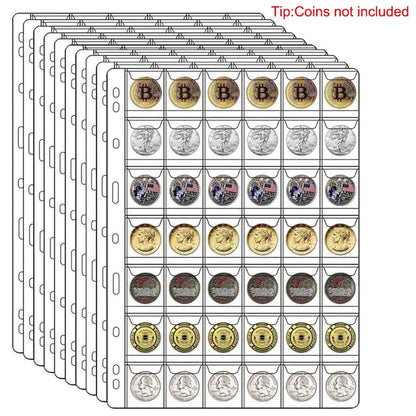 42 Pocket Coin Collection Pages - 9 Hole Coin Sleeves for Collectors, Stamps, Badges & Hobby Storage