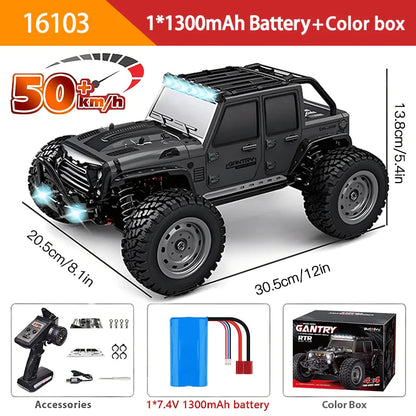 1:16 4WD RC Car – 70KM/H High-Speed Drift Monster Truck with LED, Remote Control, 4x4 for Kids, WLtoys 144001
