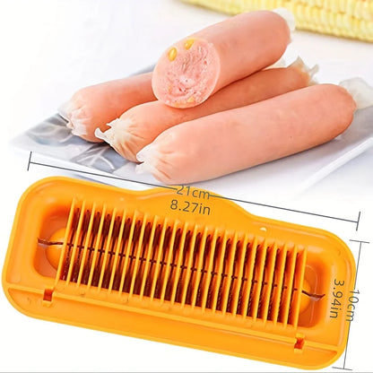 Stainless Steel Banana and Hot Dog Slicer - Multifunctional Kitchen Tool for Vegetables, Strawberries, and Sausages