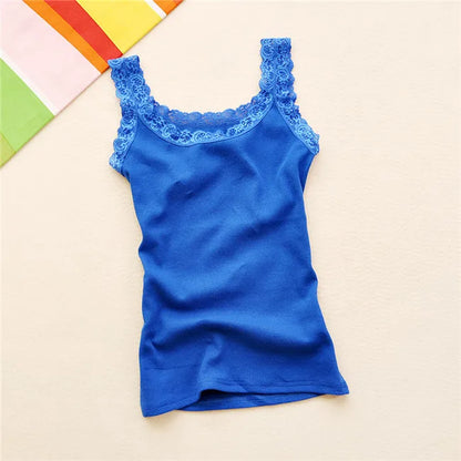 Women’s Summer Bodycon Sleeveless Tank Top – Sexy Lace Patchwork Slim Fit Camisole Vest Casual Fashion Tee Top