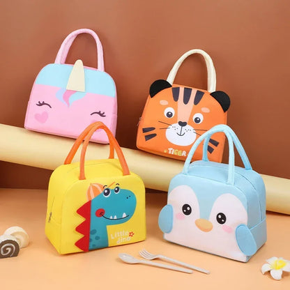 Cartoon Children’s Lunch Bag – Thermal Insulated, Waterproof Oxford Cloth Tote with Aluminum Film, Portable and High-Quality