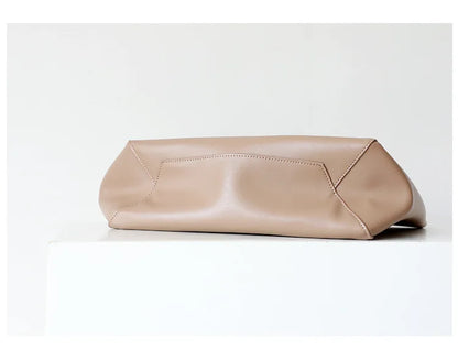 Customized Letter Genuine Leather Tote Bag – Large Capacity, Practical Commuter & Shopping Bag, Cowhide Large Bag