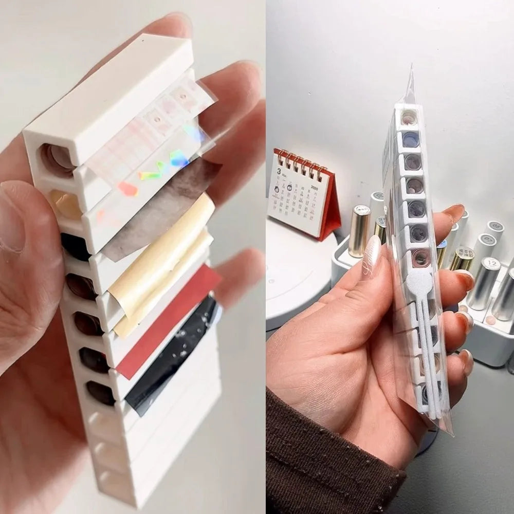10 Slot Nail Transfer Foil Holder - 3D Printed Portable Organizer Box for Nail Art Sticker Storage & Display