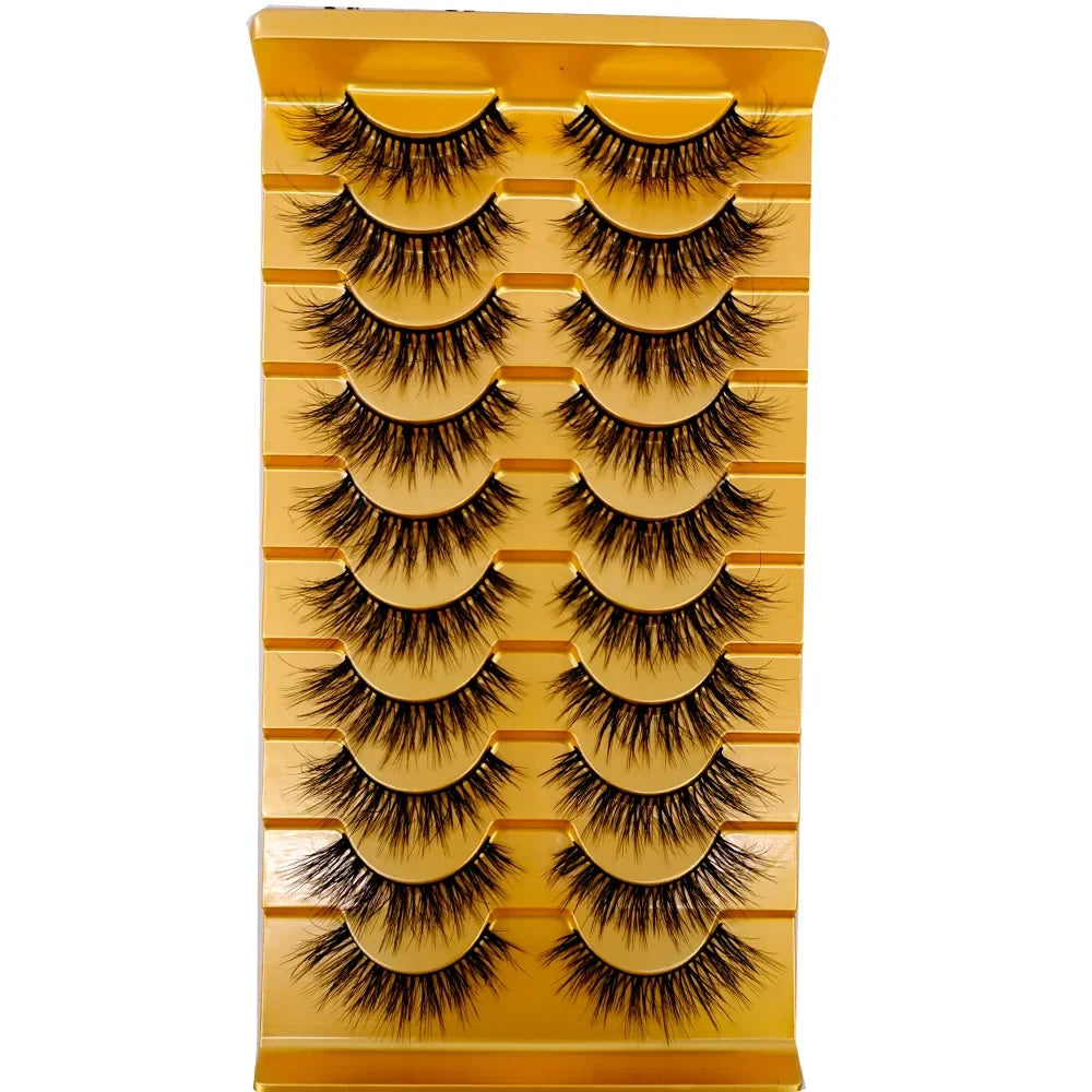 5/10 Pairs 3D Mink False Eyelashes – Wispy Handcrafted Full Strip Short Natural Lashes for Makeup