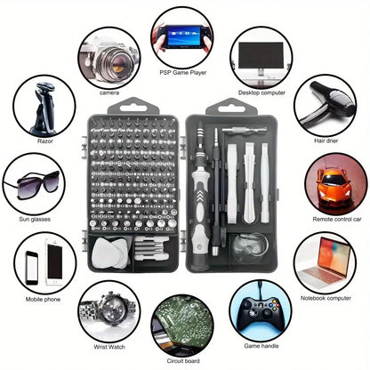 115-in-1 Precision Screwdriver Set - Multi-Bit Repair Tool Kit for iPhone Android Computer Watch and Electronics