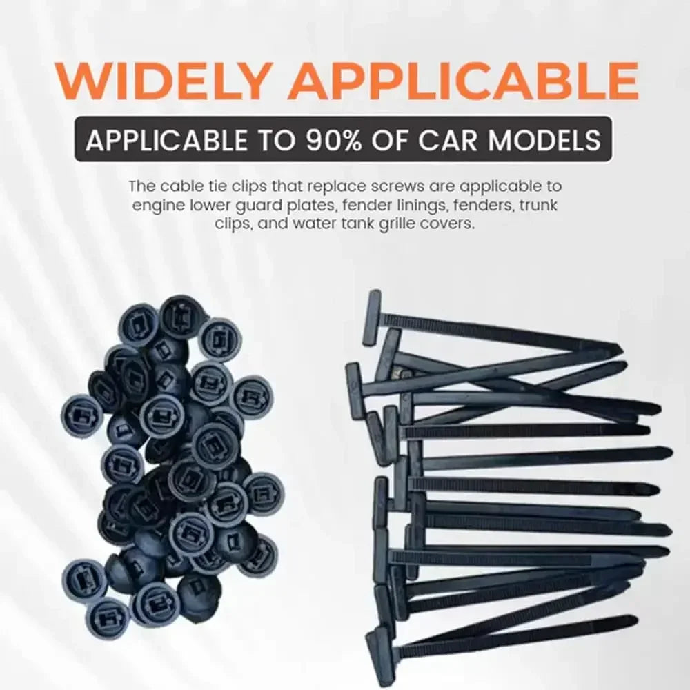 Cable Tie Buckle Fastener - Core Nail Push Rivet Clips for Car Mudguard, Fender, Inner Lining & Trunk