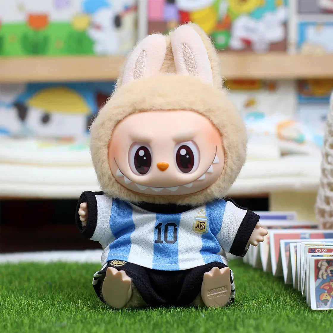 17cm Labubu Football Doll Clothing DIY Vinyl Pendant Toy for Boys – Size 7 Sportswear V1V2 V3
