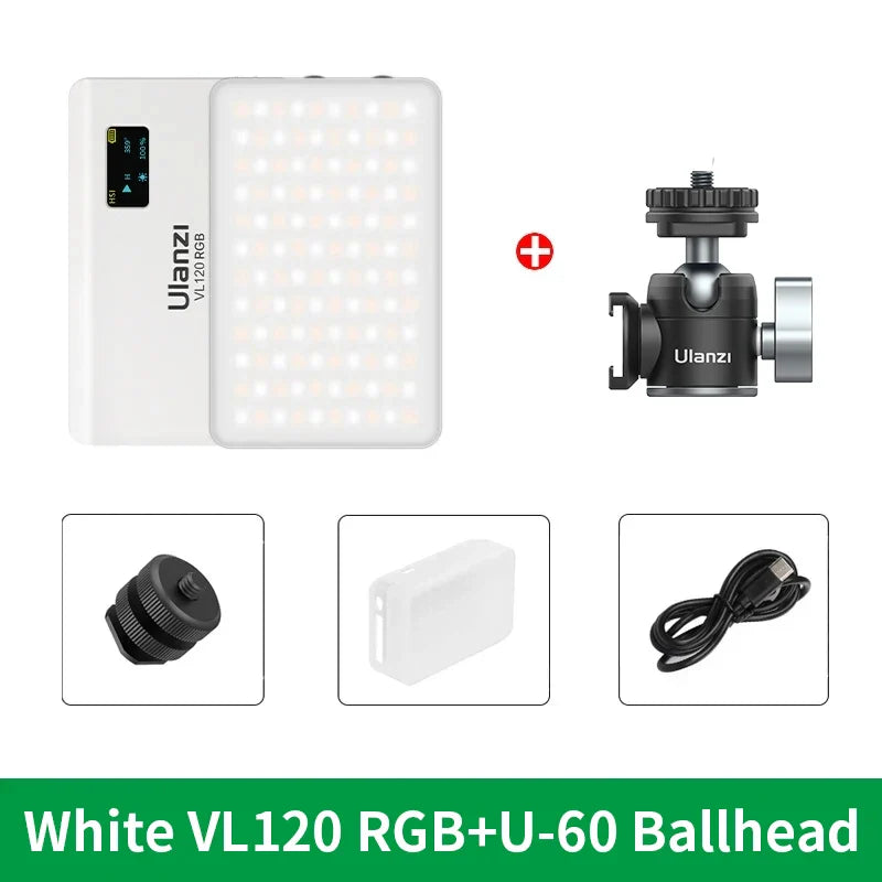 Ulanzi VL120 Full Color RGB Video Light – Dimmable 2500K-9000K LED Photography & Vlog Fill Light for Cameras