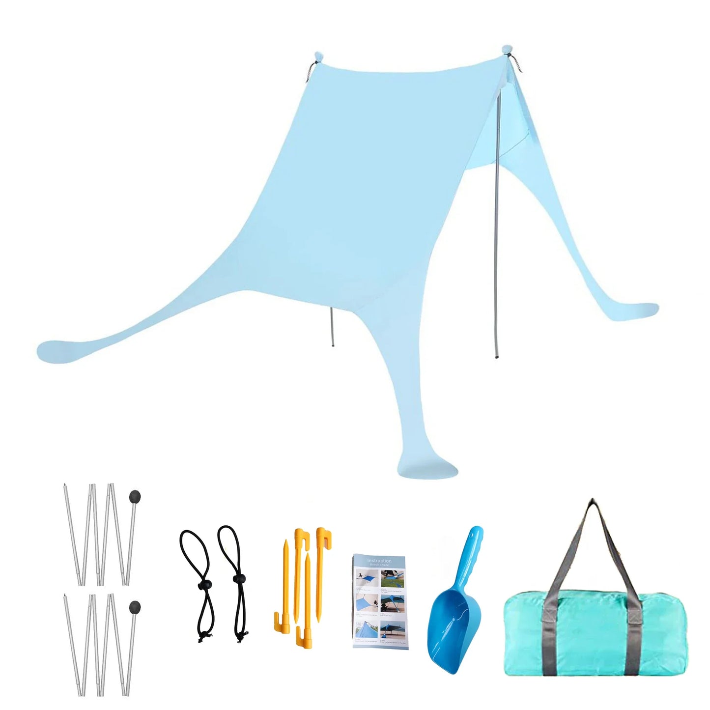 Family Beach Canopy – Large UPF50+ Sunshade Tent with Stability Poles for Beach, Camping, Parties & Picnics