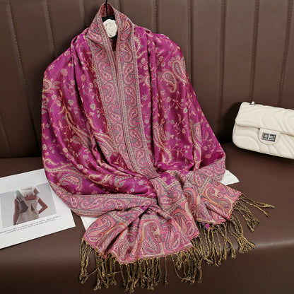 Luxury Autumn Cashmere Pashmina Shawl – Warm Winter Scarves for Women, Printed Cotton Foulard Stole Scarf 2023