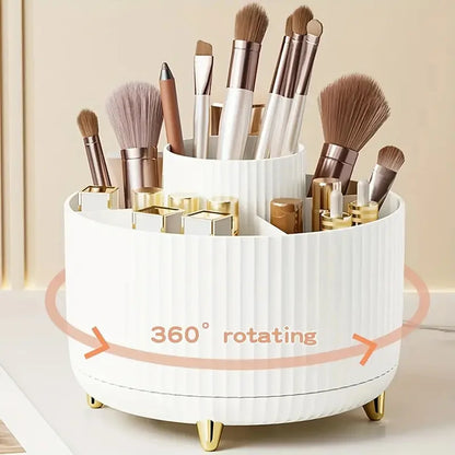 360° Rotating Makeup Brush Holder - 5 Slot Cosmetic Organizer for Brushes, Skincare & Vanity Storage