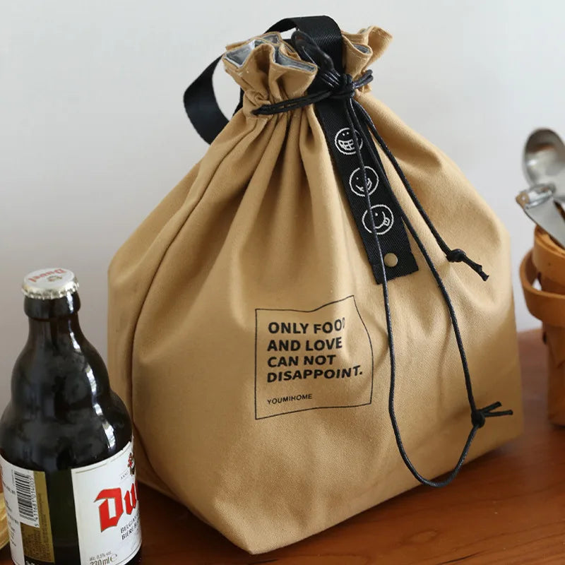 Canvas Lunch Bag – Portable Bento Box Handbag for Outdoor Picnic, School, and Food Storage, Fresh-Keeping Tote Accessory