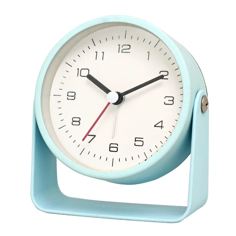 Creative Metal Minimalist Silent Alarm Clock – Small Quartz Desktop Clock for Student Desk, Room & Office Decor