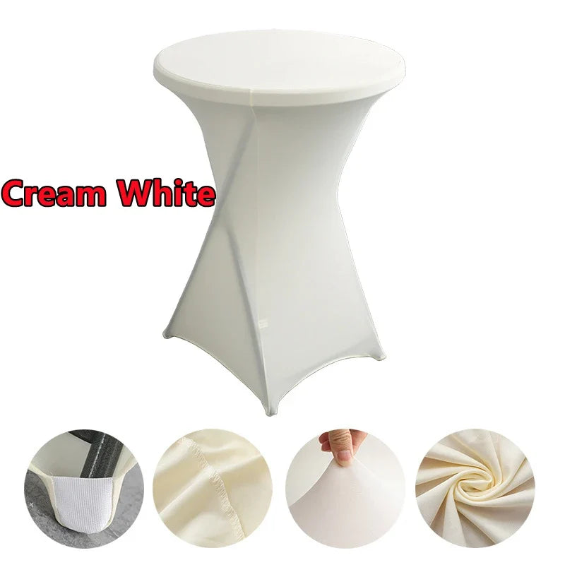 Spandex Round Tablecloth - Stretch Elastic Cocktail Table Cover for Wedding, Party, Hotel & Event Decor