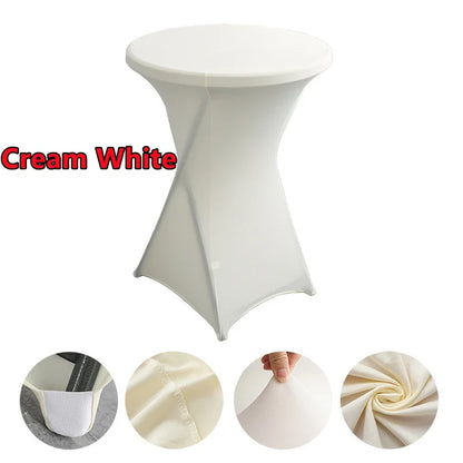 Spandex Round Tablecloth - Stretch Elastic Cocktail Table Cover for Wedding, Party, Hotel & Event Decor