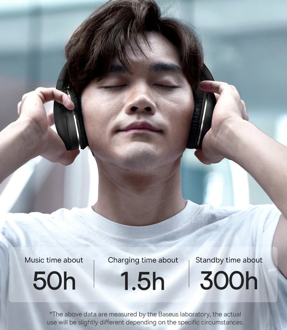 Baseus D02 Pro Wireless Headphones - Bluetooth 5.3, Foldable Sport Headset, Over-Ear Gaming Bluetooth Earbuds