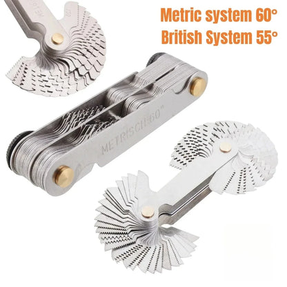 Metric & Inch Thread Plug Gauge - 55/60 Degree Carbon Steel Screw Pitch Measurement Tool for Lathe Work