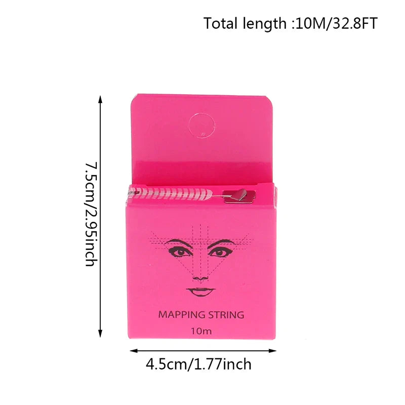 10M Pre-Inked Microblading Mapping String — Eyebrow Brow Marker Thread (White/Black/Pink) for Permanent Makeup