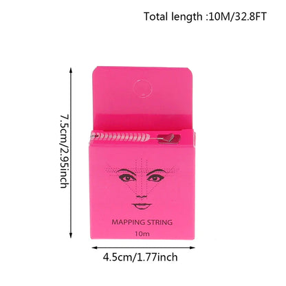 10M Pre-Inked Microblading Mapping String — Eyebrow Brow Marker Thread (White/Black/Pink) for Permanent Makeup