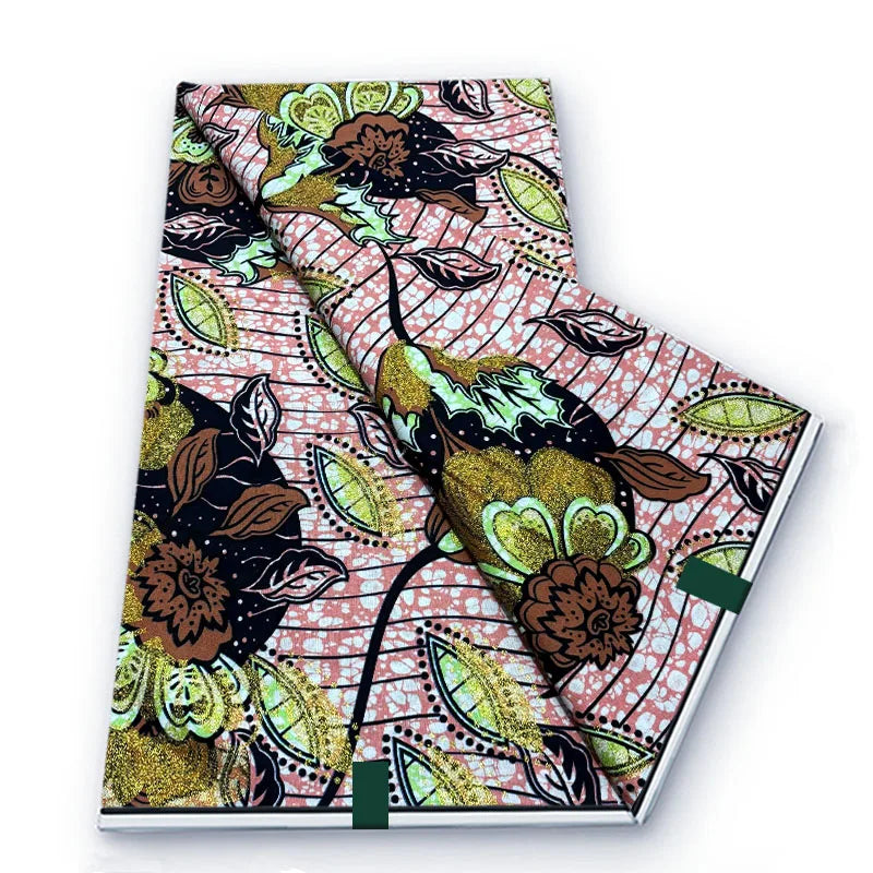 Grand African Glitter Wax Fabric - 6 Yards Soft Cotton Ankara Print Material for Nigerian Clothing