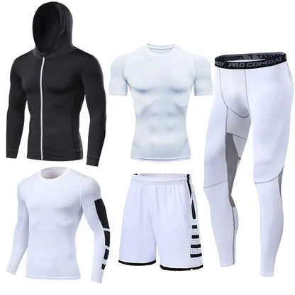 Men's Running Tracksuit Set - Compression Fitness Sportswear With Leggings, Gym Tights & Training Sweatpants