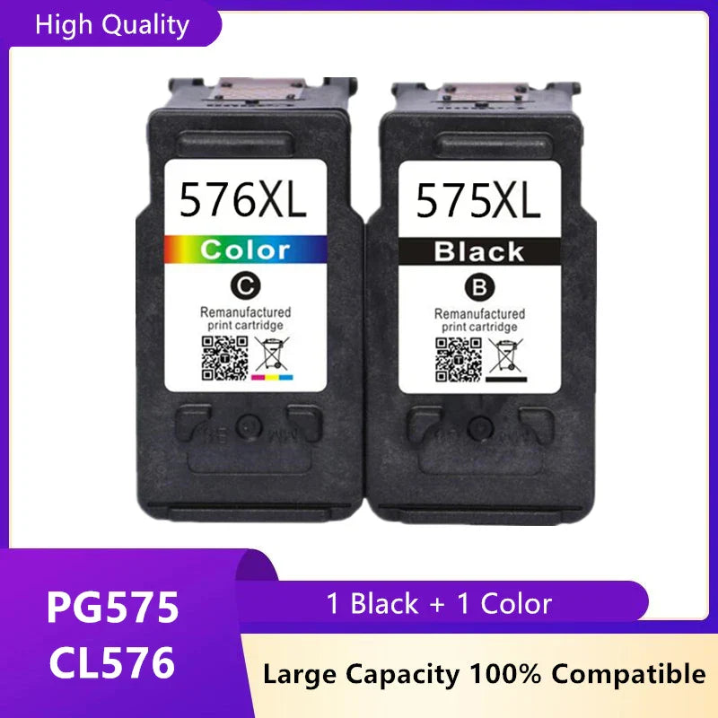 Remanufactured 575XL / 576XL Ink Cartridges – PG-575 CL-576 Compatible for Canon PIXMA TS3550i TS3551i TR4750i TR4751i Printer Replacement Ink