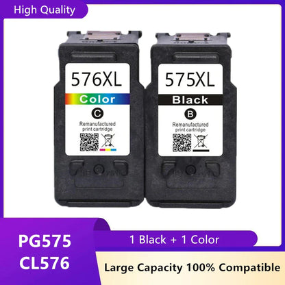 Remanufactured 575XL / 576XL Ink Cartridges – PG-575 CL-576 Compatible for Canon PIXMA TS3550i TS3551i TR4750i TR4751i Printer Replacement Ink