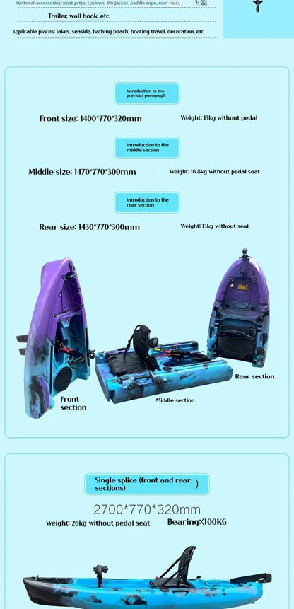 Modular Electric & Pedal-Driven Kayak – Portable Detachable Canoe, Lightweight Inflatable Folding Boat for Fishing & Adventure