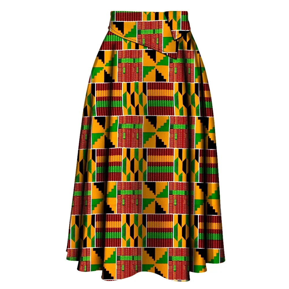 African Ankara Skirt for Women - High Waist Long Printed Party Skirt