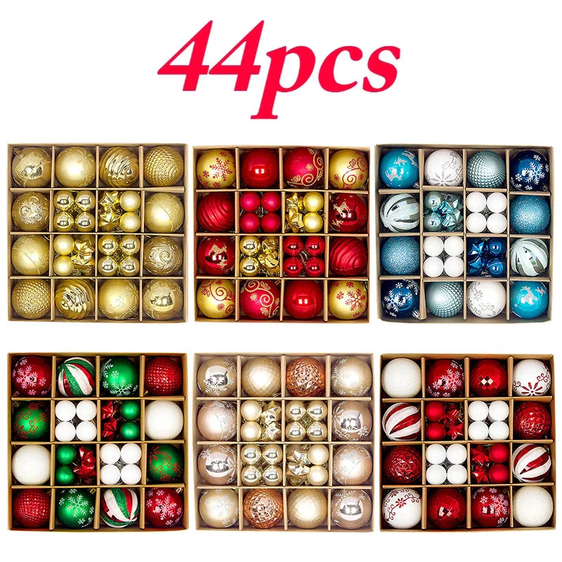 Christmas Ball Ornament Set – Large Xmas Tree Hanging Pendants with Snowflake Design for Home Decor & 2025 New Year Party Gifts