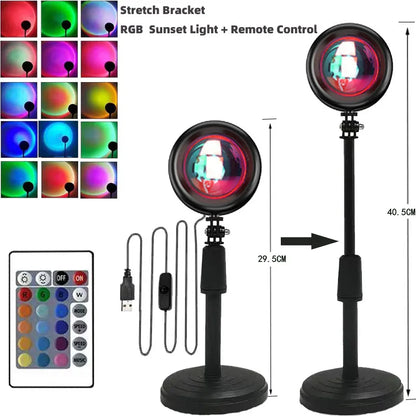 Sunset Projector Lamp - Rainbow Atmosphere Night Light for Bedroom Decor, Background Wall, and Table Lamp