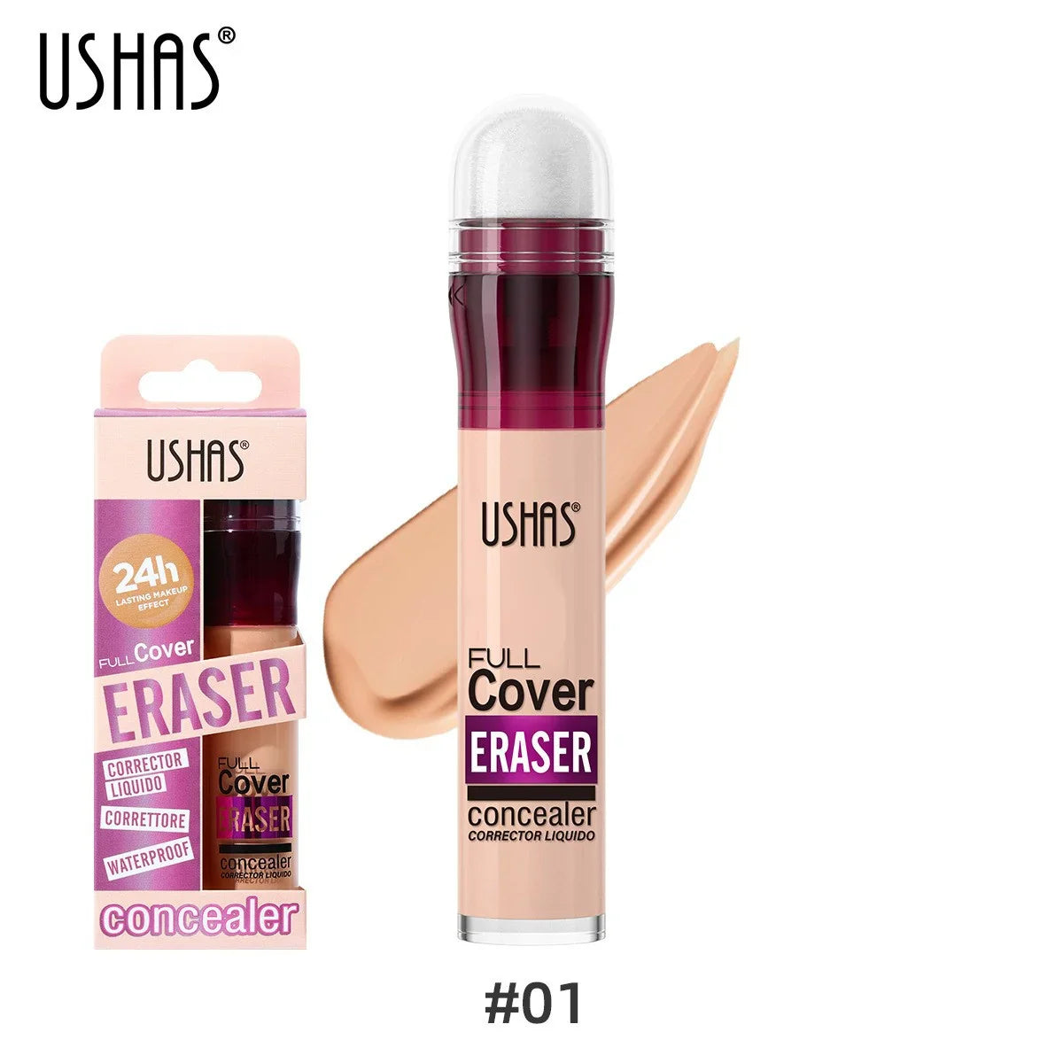 USHAS Sponge Head Concealer – Black Circles, Tear Marks, Acne & Skin Imperfections Waterproof Foundation Makeup Eraser
